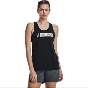 Under Armour Black Softball Graphic Tank Top – Women's Large Loose Fit NWT